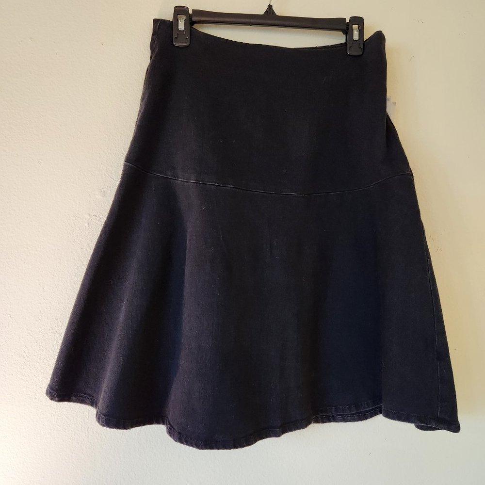 NWT Anne Klein Onyx Wash Flared A-Line Skirt Cotton Blend Stretch Fabric Size 6